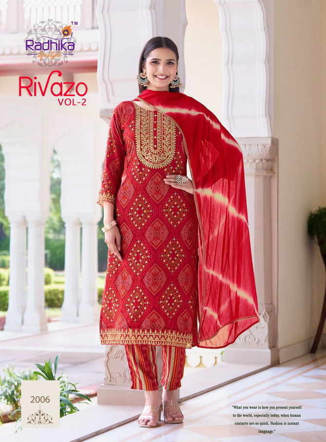 Rivazo Vol 2 By Radhika Rayon Printed Readymade Suits Wholesale Market In Surat